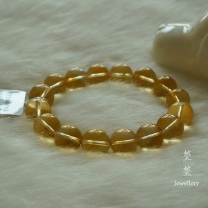 晶沁，巴西橘黄水晶素珠 - 图片 29