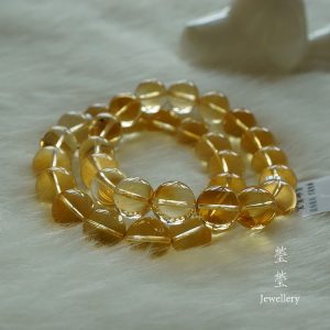 晶沁，巴西橘黄水晶素珠 - 图片 31