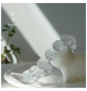 雪腴，星光奶白晶素珠 - 图片 3