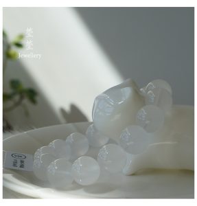 雪腴，星光奶白晶素珠 - 图片 2